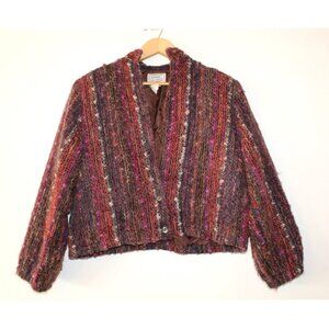 Vtg H BAR C Ranchwear Knit multicolor Jacket Size 12 Mohair Blend Y2K Chunky USA